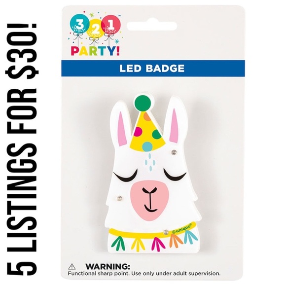 New Llama LED Happy Birthday Badge 3.5” x 2” on off button - Picture 1 of 4